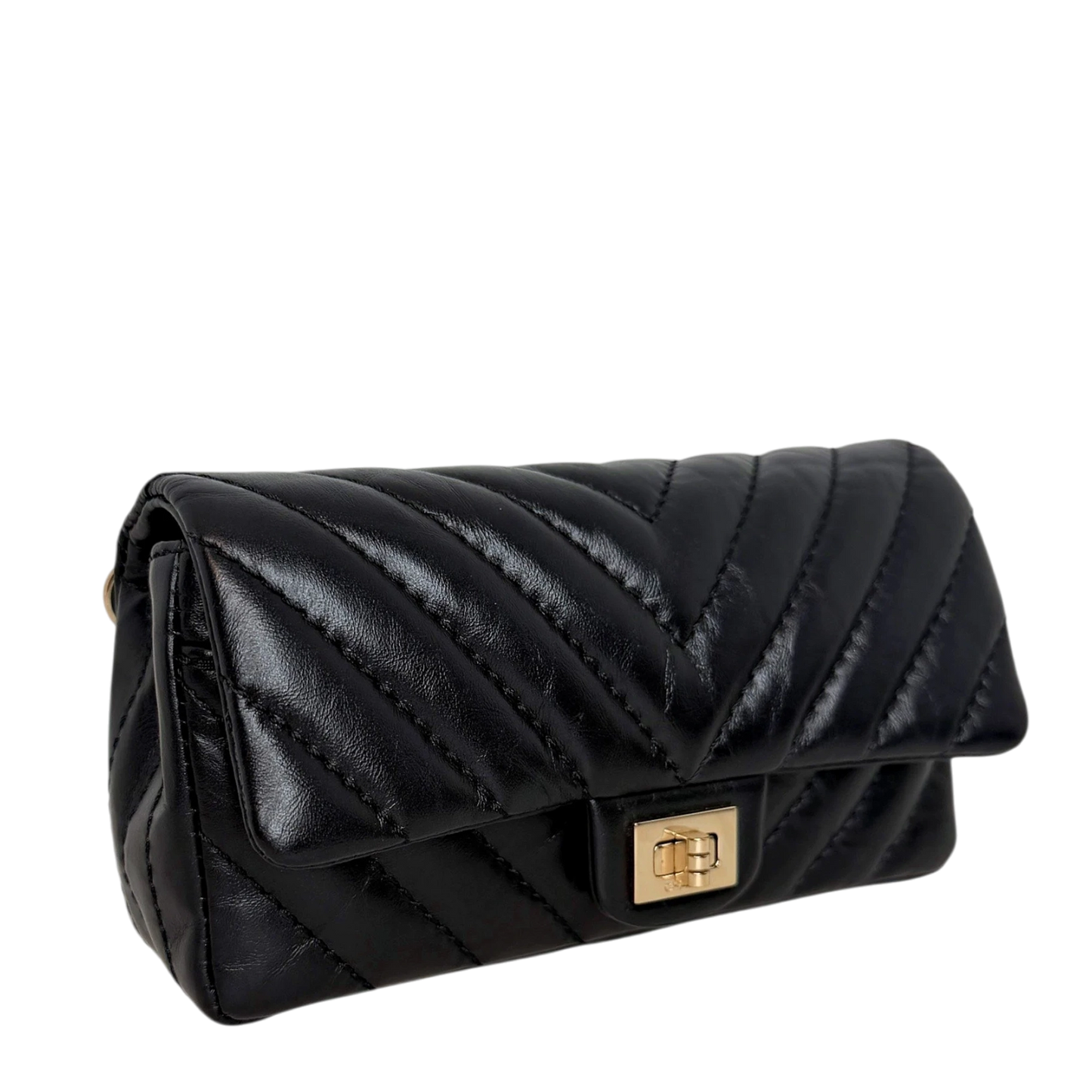 Chanel 2.55 Reissue Belt Bag Chevron Aged Calfskin Schwarz Gold Chanel