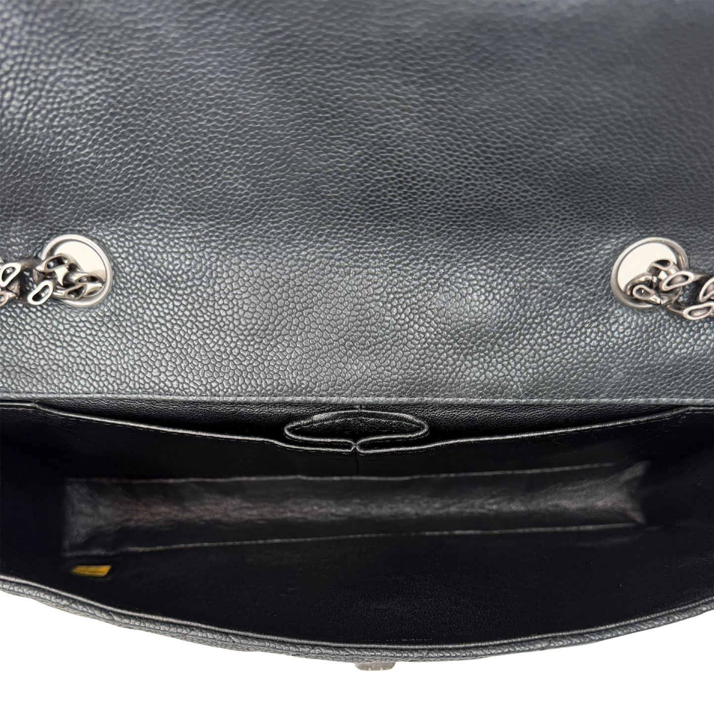 Chanel 2.55 Reissue East-West Flap Kaviarleder Grau, Ruthenium / neuwertig Chanel