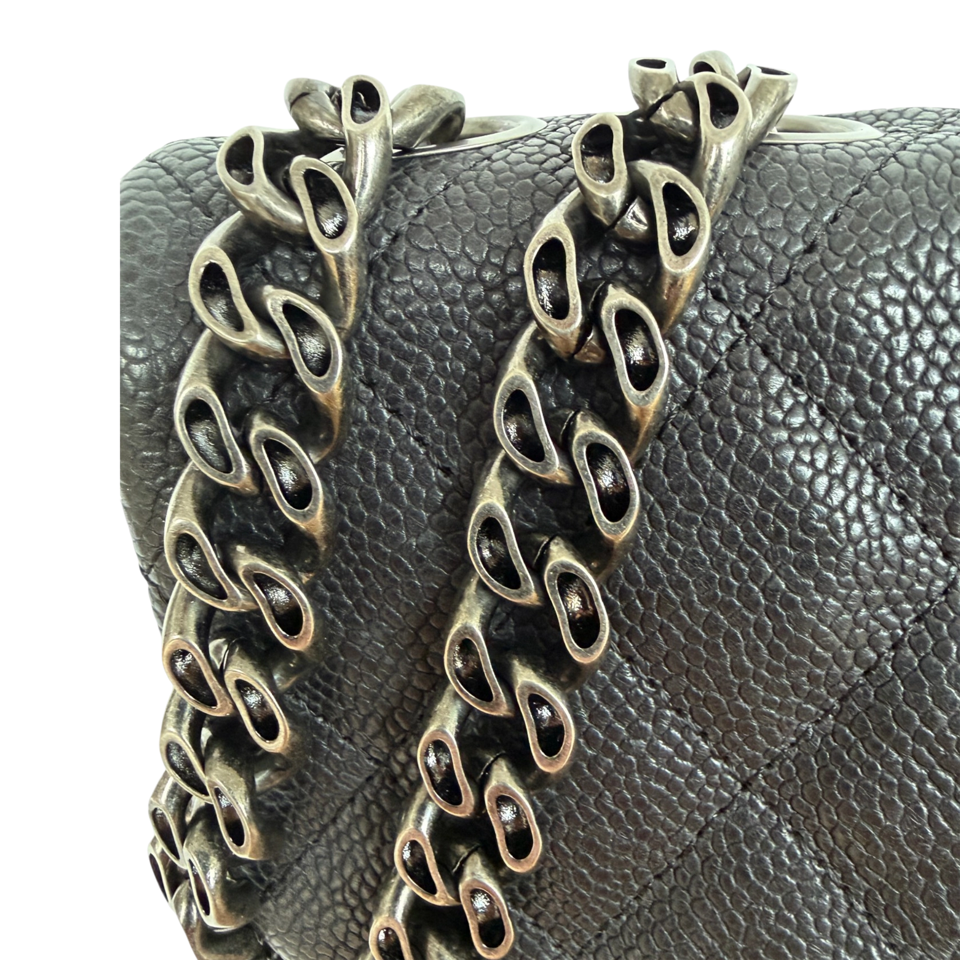 Chanel 2.55 Reissue East-West Flap Kaviarleder Grau, Ruthenium / neuwertig Chanel