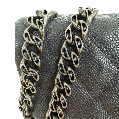 Chanel 2.55 Reissue East-West Flap Kaviarleder Grau, Ruthenium / neuwertig Chanel