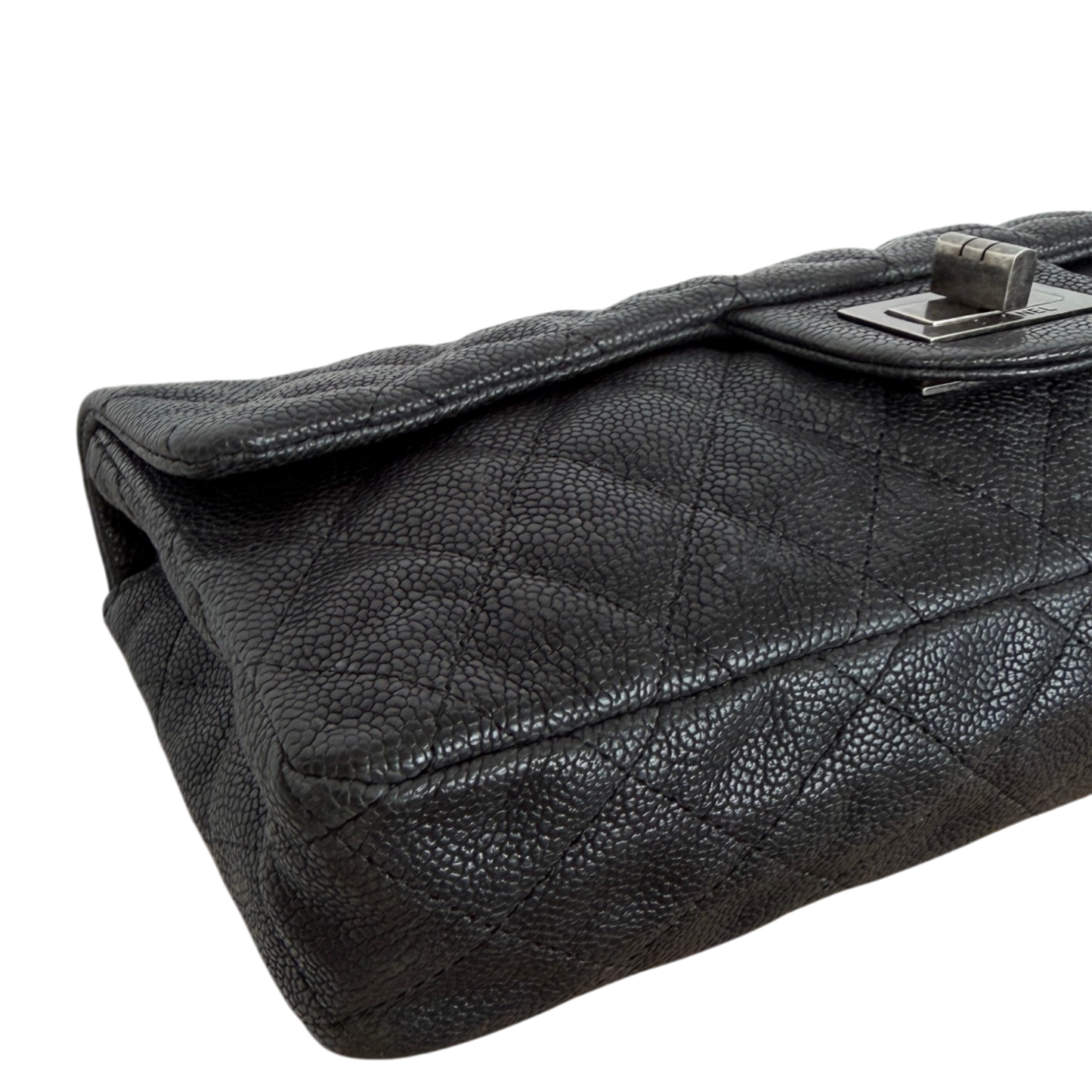 Chanel 2.55 Reissue East-West Flap Kaviarleder Grau, Ruthenium / neuwertig Chanel