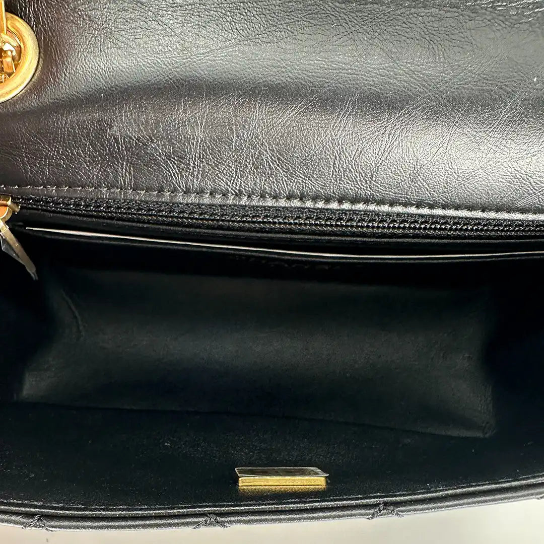 Chanel 2.55 Mini Tasche Kalbsleder in Vintage Optik schwarz / neuwertig Chanel