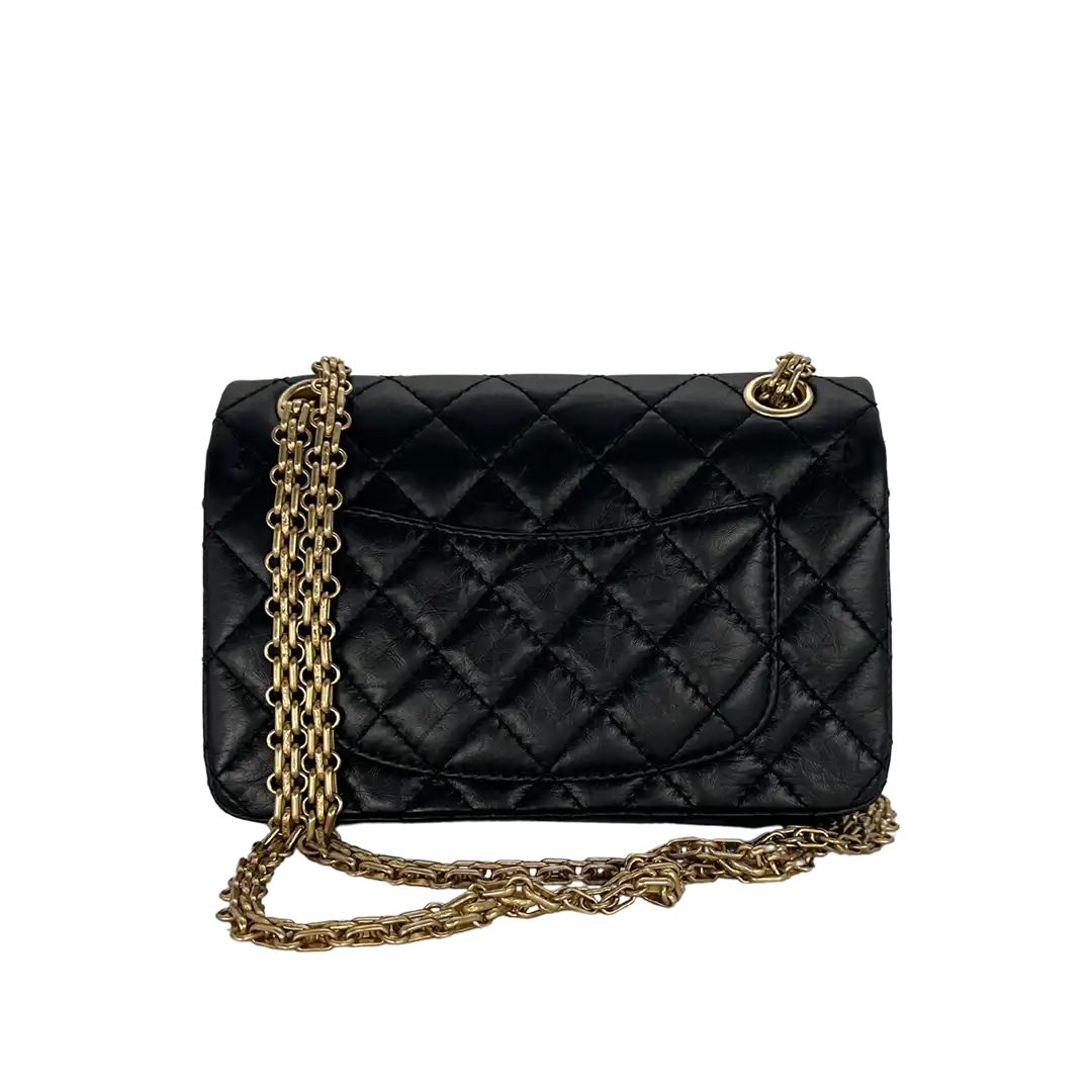 Chanel 2.55 Mini Tasche Kalbsleder in Vintage Optik schwarz / neuwertig Chanel