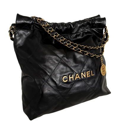 Chanel 22 kleine Hobo Bag Schwarz goldene Hardware Fullset / sehr gut Chanel
