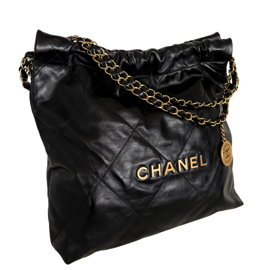 Chanel 22 kleine Hobo Bag Schwarz goldene Hardware Fullset / sehr gut Chanel