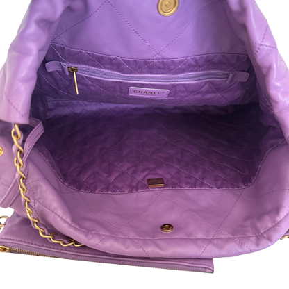 Chanel 22 mittelgroße Hobo Bag aus Kalbsleder Flieder goldene Hardware / sehr gut Chanel