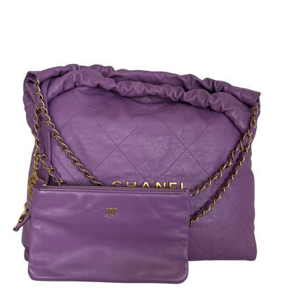 Chanel 22 mittelgroße Hobo Bag aus Kalbsleder Flieder goldene Hardware / sehr gut Chanel