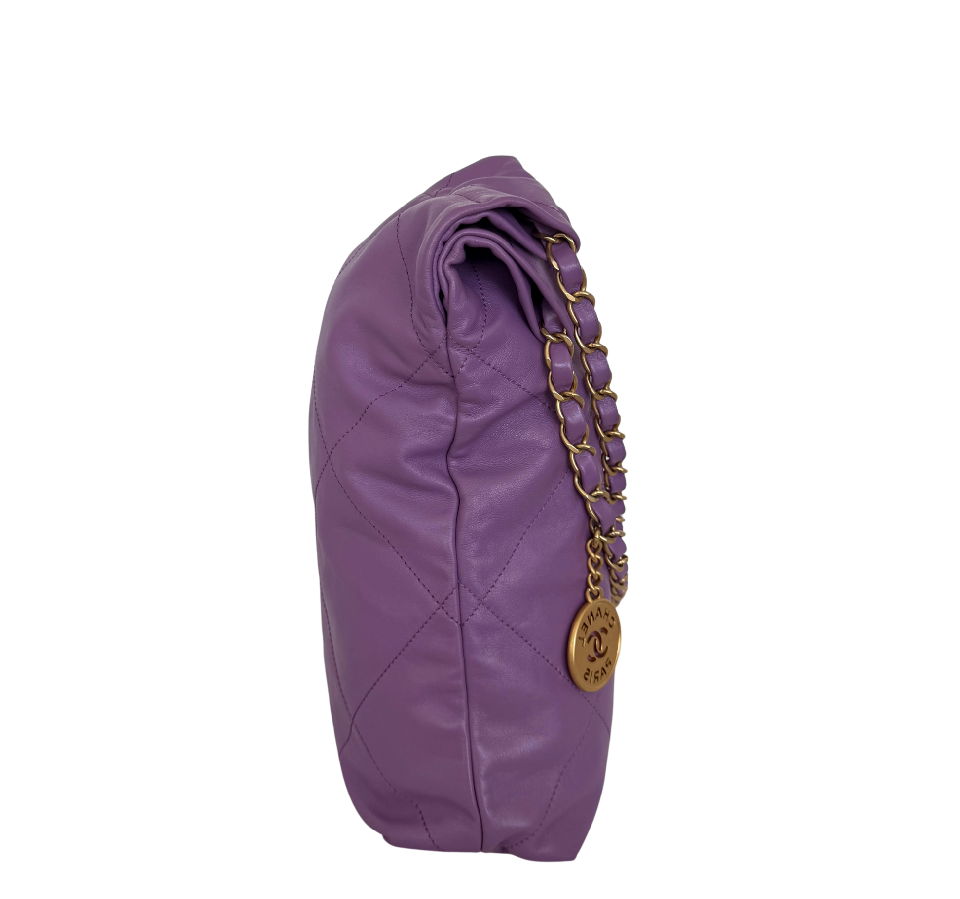 Chanel 22 mittelgroße Hobo Bag aus Kalbsleder Flieder goldene Hardware / sehr gut Chanel