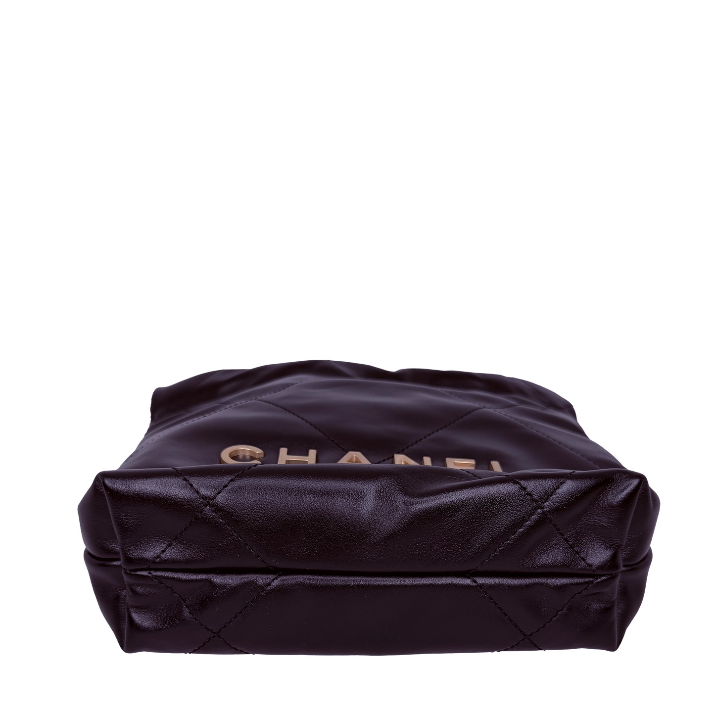 Chanel 22 klein Schwarz glänzenedes Kalbsleder GHW Fullset / neuwertig Chanel