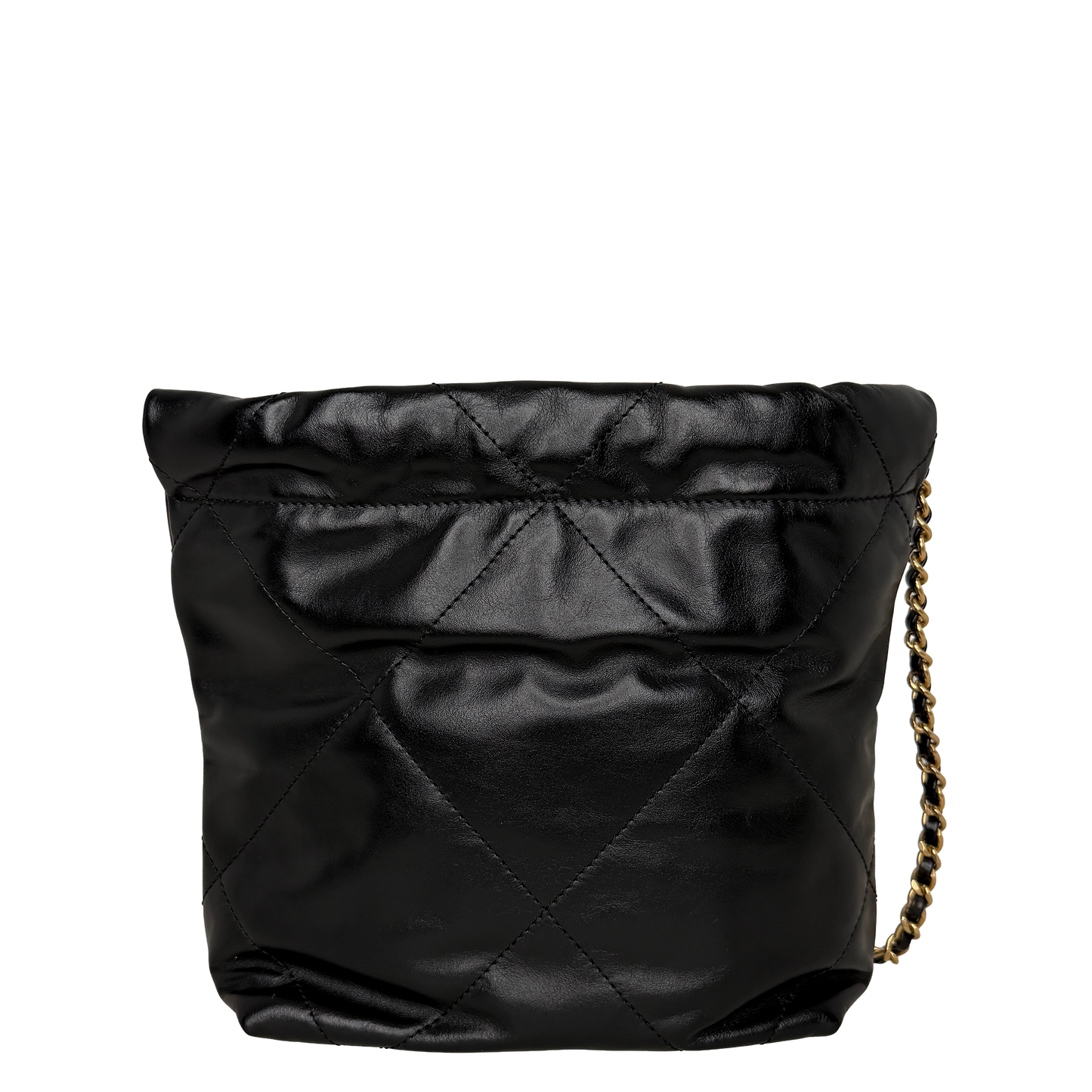 Chanel 22 klein Schwarz glänzenedes Kalbsleder GHW Fullset / neuwertig Chanel