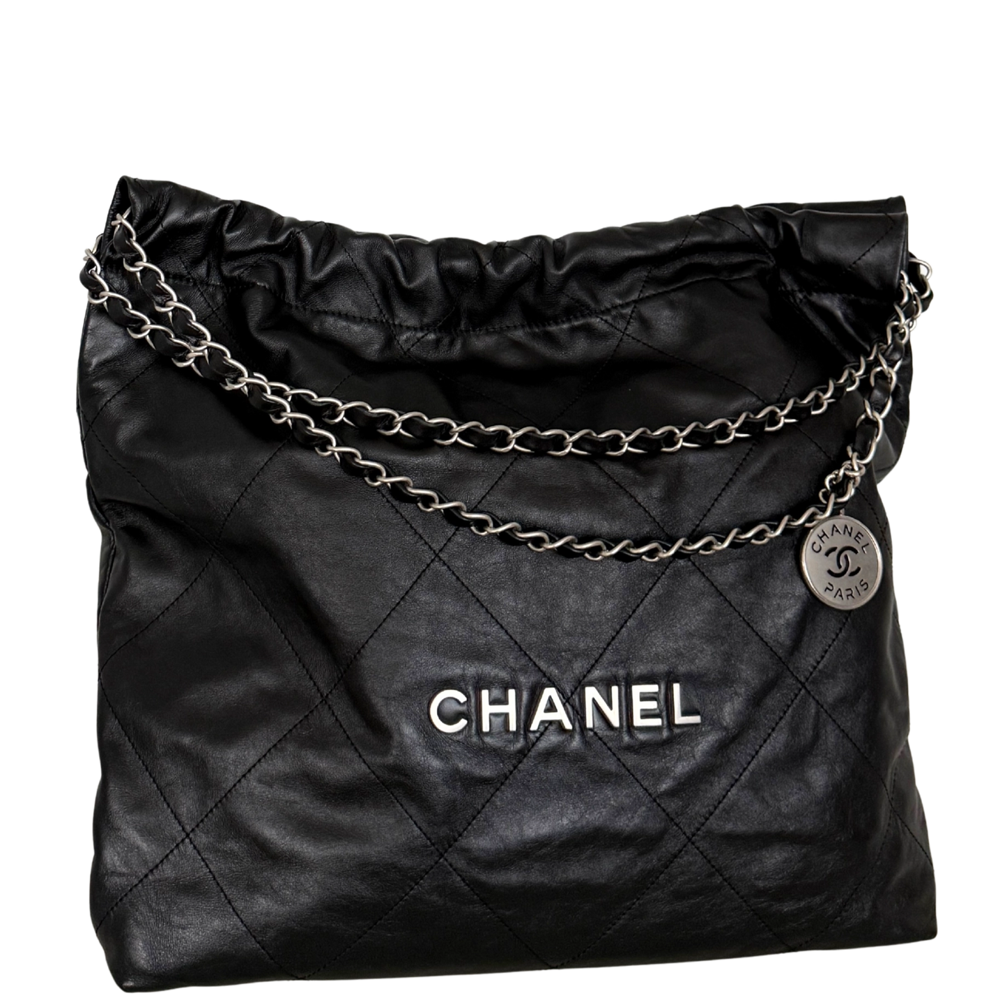 Chanel 22 mittelgroße Hobo Bag Schwarz silberne Hardware / sehr gut Chanel