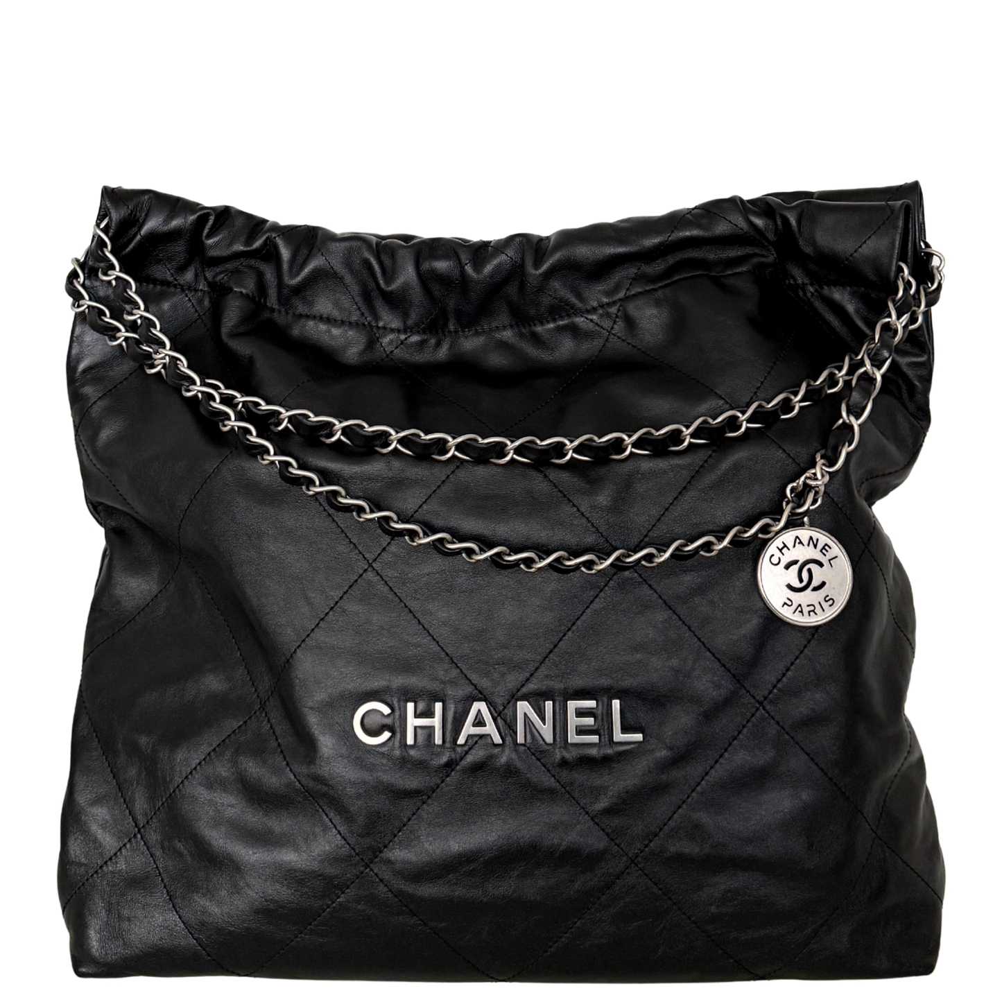 Chanel 22 mittelgroße Hobo Bag Schwarz silberne Hardware / sehr gut Chanel