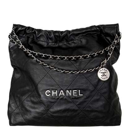 Chanel 22 mittelgroße Hobo Bag Schwarz silberne Hardware / sehr gut Chanel