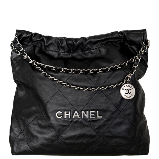 Chanel 22 mittelgroße Hobo Bag Schwarz silberne Hardware / sehr gut Chanel