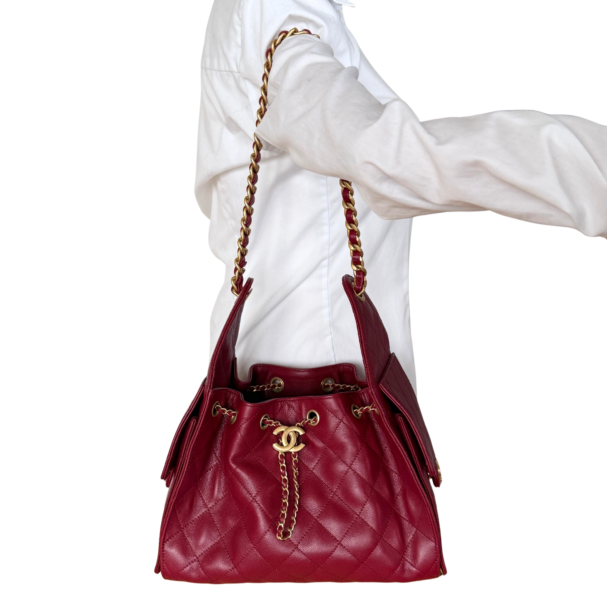 Chanel 25 Small Hobo Bag Dunkelrot / neuwertig Chanel