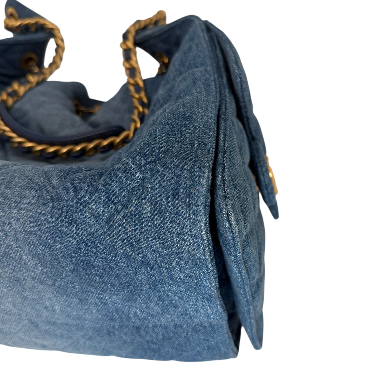 Chanel 25 Medium Handbag Washed Denim Blau Gold Hobo Tasche Chanel