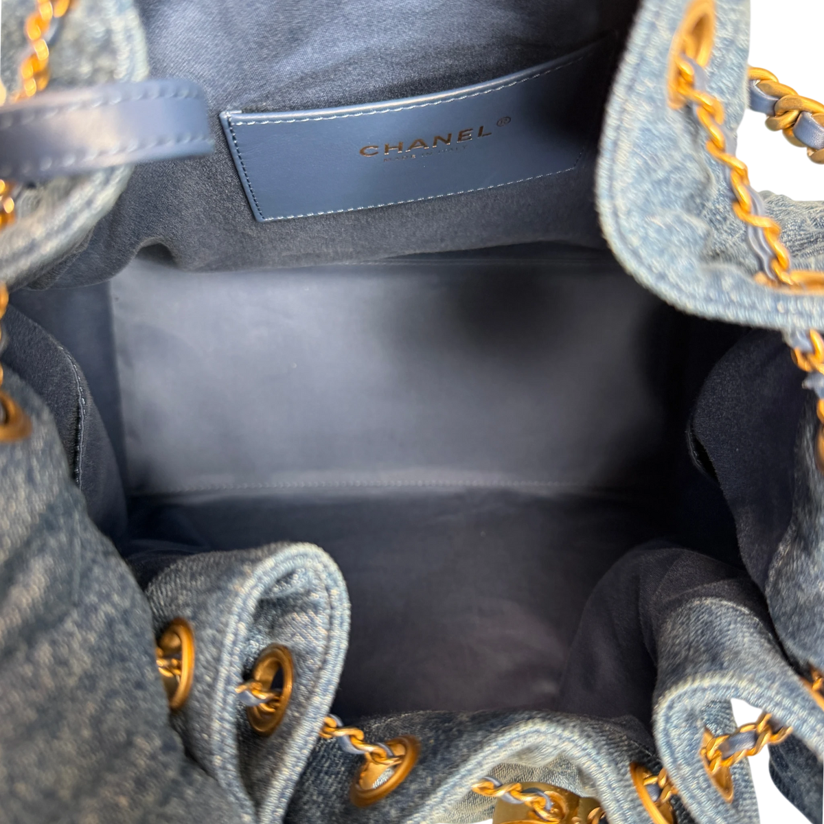Chanel 25 Medium Handbag Washed Denim Blau Gold Hobo Tasche Chanel