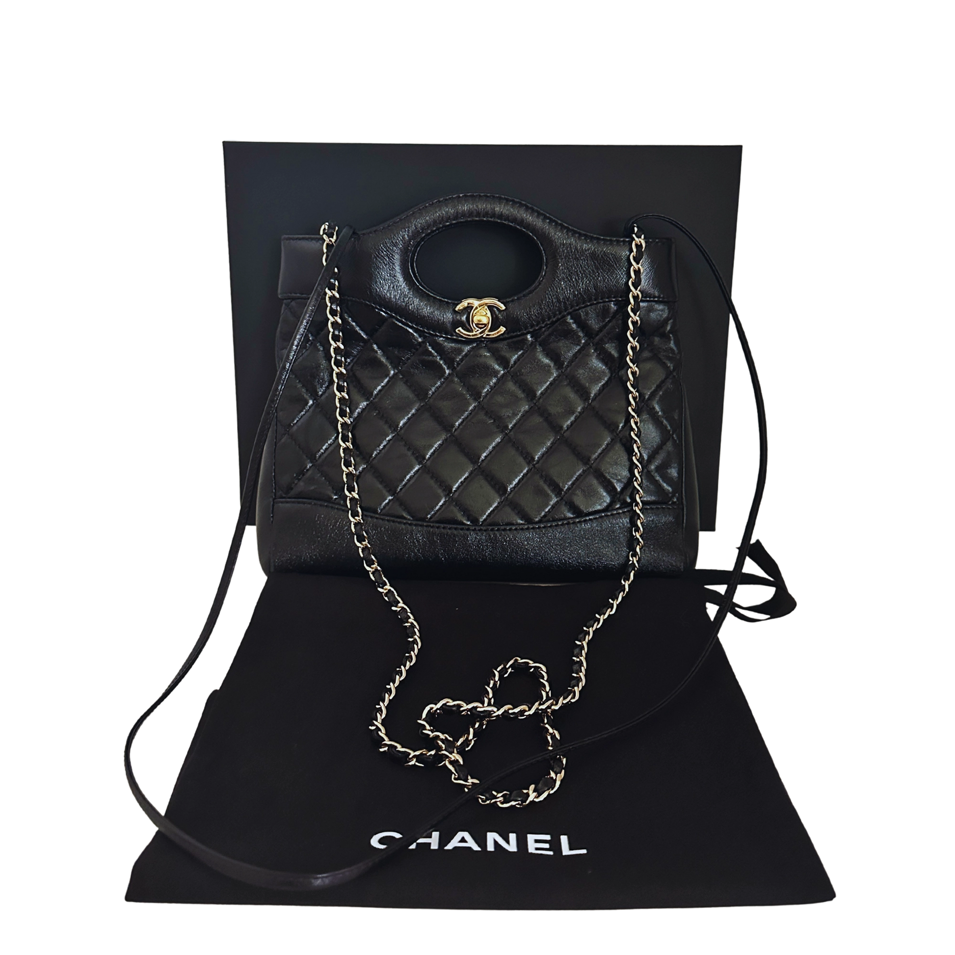 Chanel 31 Mini Shopper glänzendes Lammleder goldene Hardware / sehr gut Chanel