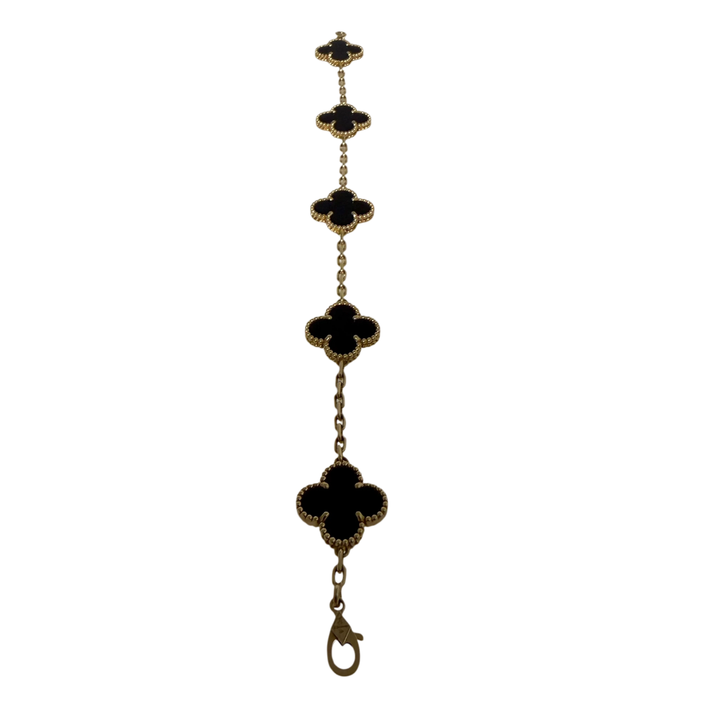 Van Cleef Vintage Alhambra 5 Motive 18 Karat Gelbgold, Onyx Fullset / sehr gut Van Cleef & Arpels