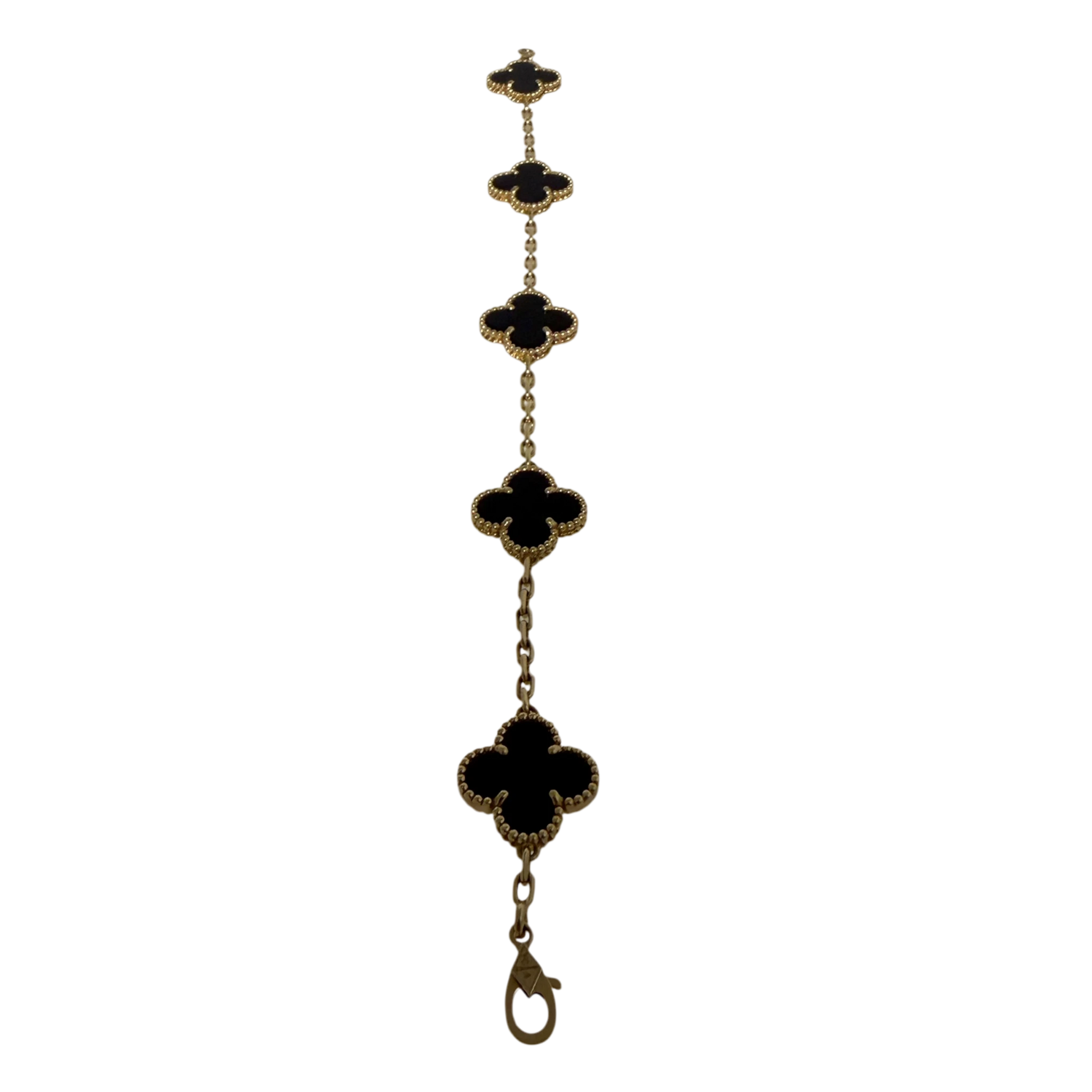 Van Cleef Vintage Alhambra 5 Motive 18 Karat Gelbgold, Onyx Fullset / sehr gut Van Cleef & Arpels