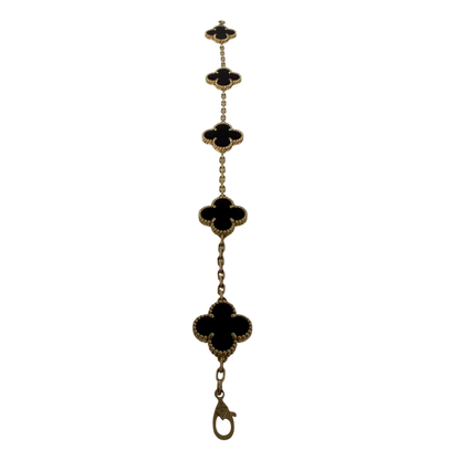 Van Cleef Vintage Alhambra 5 Motive 18 Karat Gelbgold, Onyx Fullset / sehr gut Van Cleef & Arpels