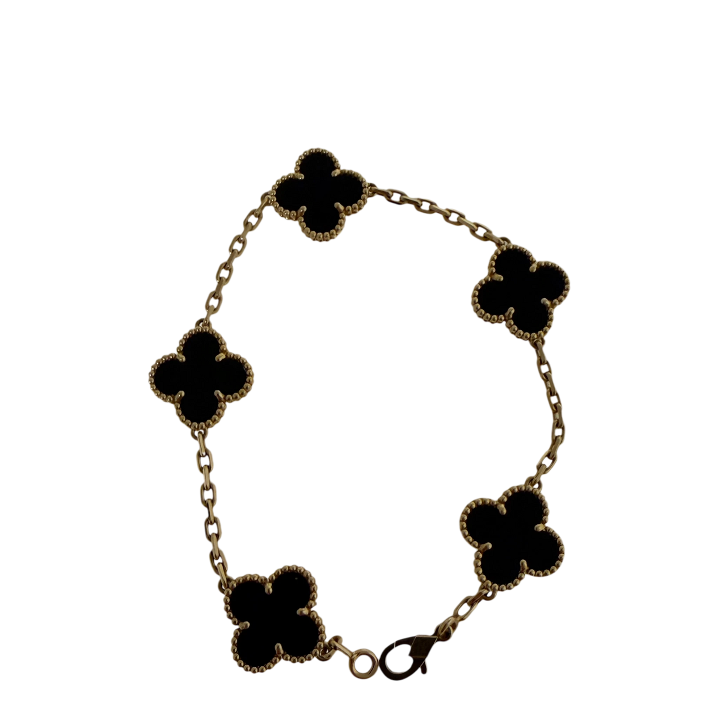 Van Cleef Vintage Alhambra 5 Motive 18 Karat Gelbgold, Onyx Fullset / sehr gut Van Cleef & Arpels