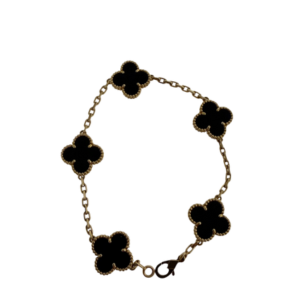 Van Cleef Vintage Alhambra 5 Motive 18 Karat Gelbgold, Onyx Fullset / sehr gut Van Cleef & Arpels