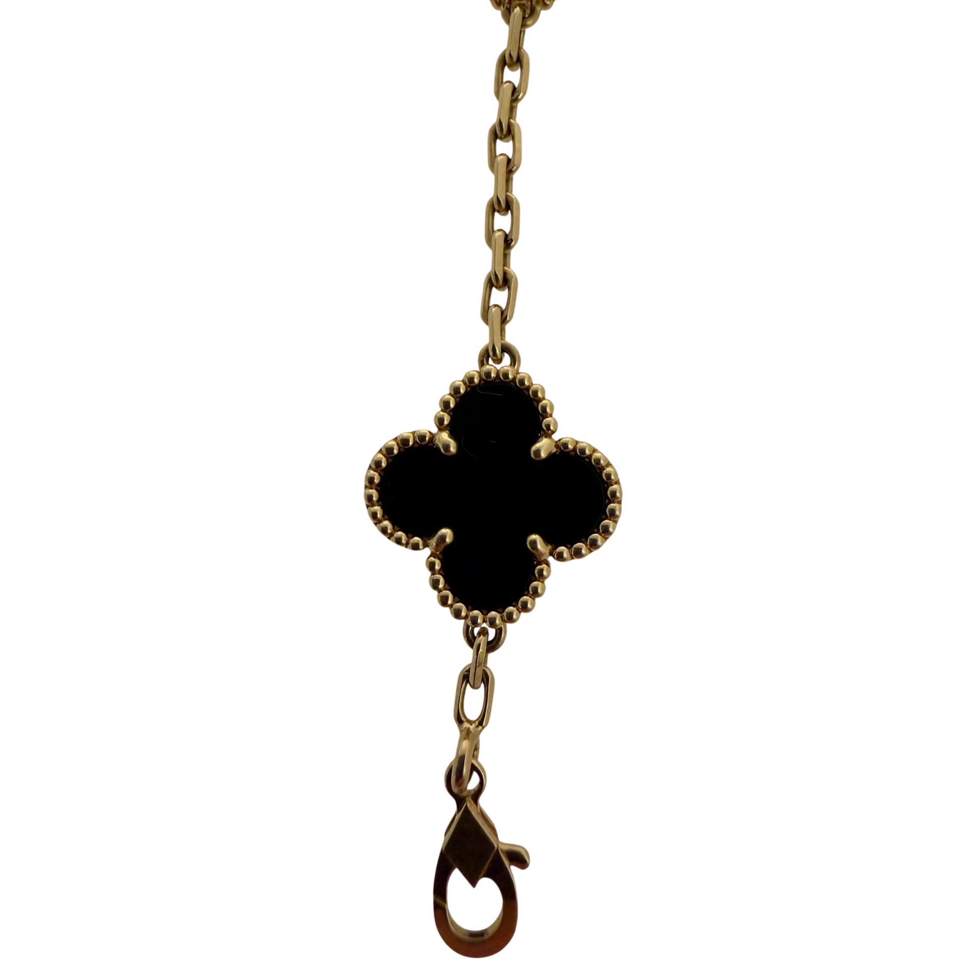 Van Cleef Vintage Alhambra 5 Motive 18 Karat Gelbgold, Onyx Fullset / sehr gut Van Cleef & Arpels