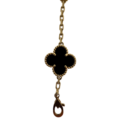 Van Cleef Vintage Alhambra 5 Motive 18 Karat Gelbgold, Onyx Fullset / sehr gut Van Cleef & Arpels