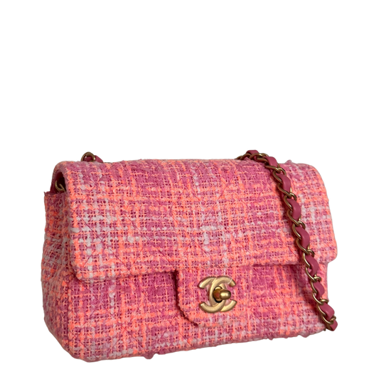 Chanel Bouclé Single Flap Bag Pink / neuwertig Chanel