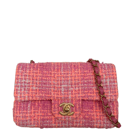 Chanel Bouclé Single Flap Bag Pink / neuwertig Chanel