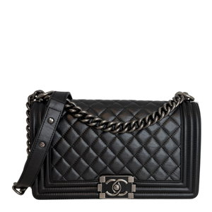 Chanel Boy Bag Medium Schwarz Kalbsleder Ruthenium limited Edition