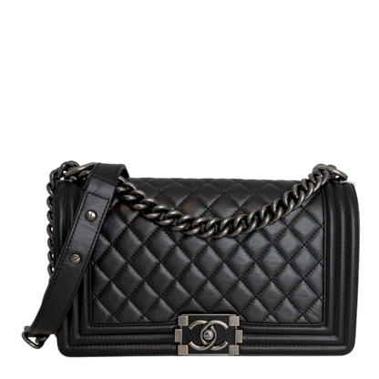 Chanel Boy Bag Medium Schwarz Kalbsleder Ruthenium limited Edition Chanel