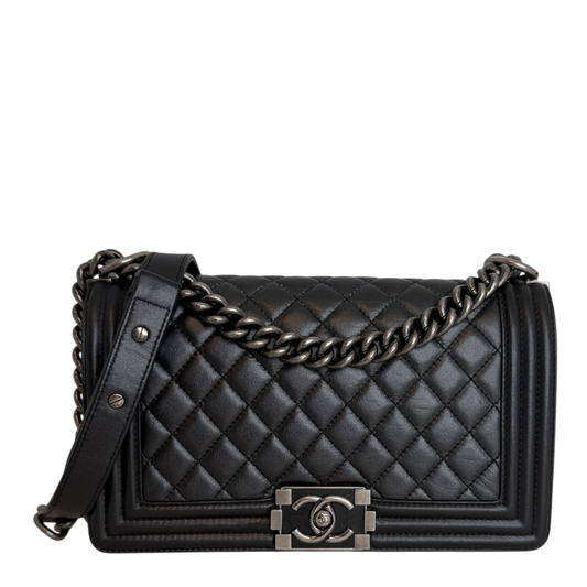 Chanel Boy Bag Medium Schwarz Kalbsleder Ruthenium limited Edition Chanel