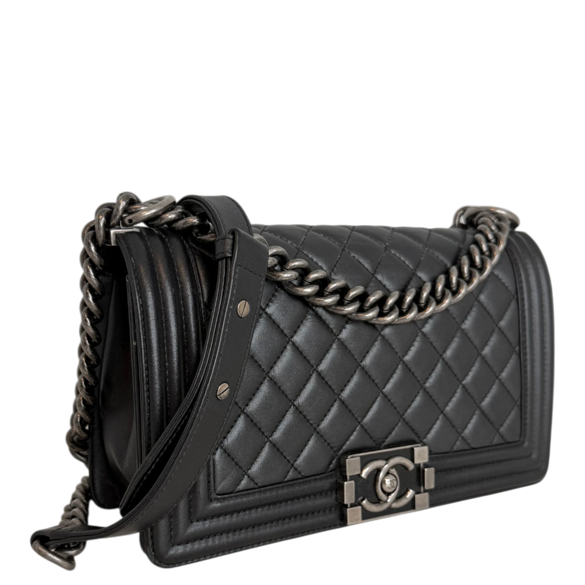 Chanel Boy Bag Medium Schwarz Kalbsleder Ruthenium limited Edition Chanel