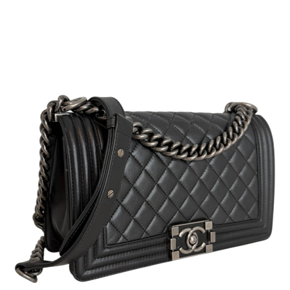 Chanel Boy Bag Medium Schwarz Kalbsleder Ruthenium limited Edition Chanel