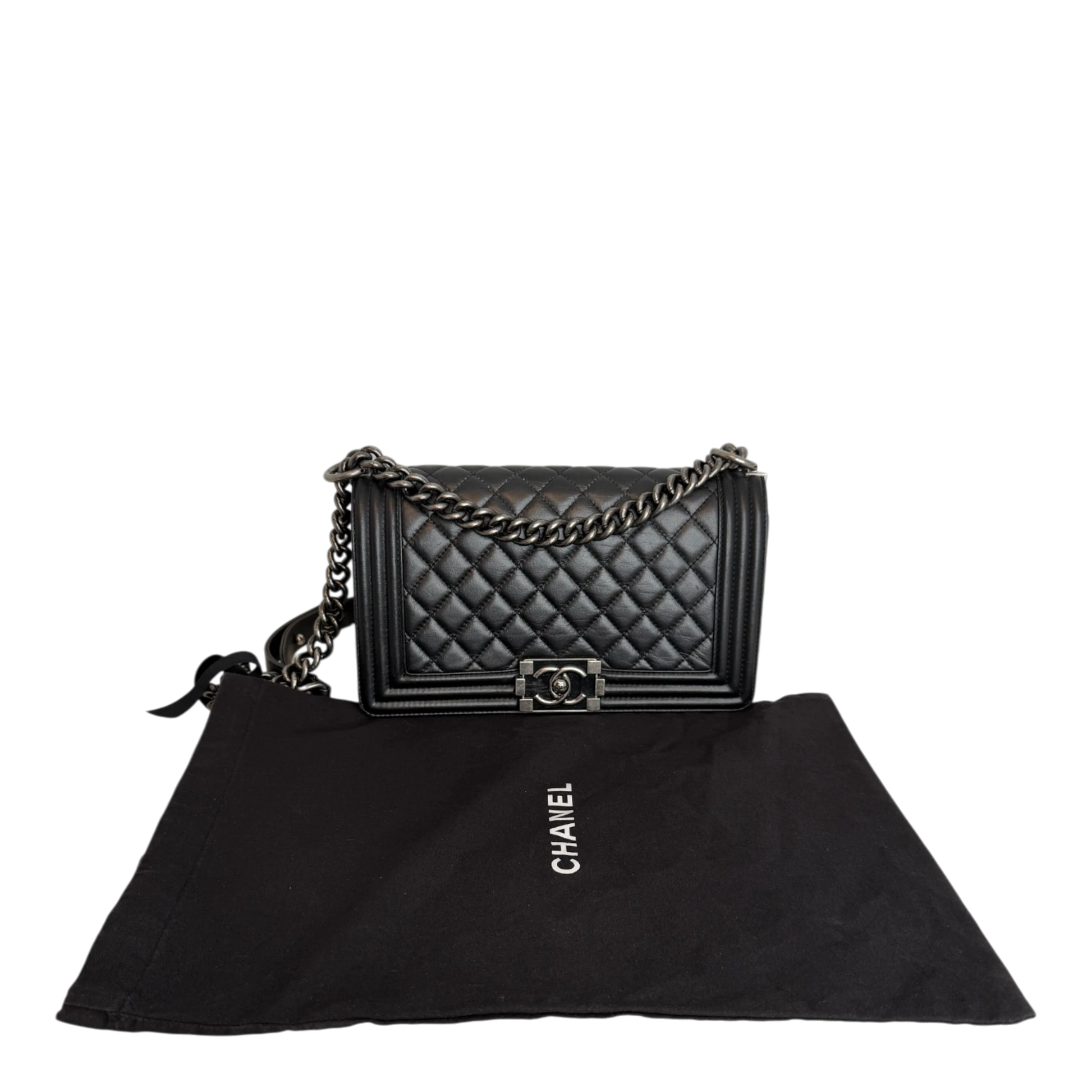 Chanel Boy Bag Medium Schwarz Kalbsleder Ruthenium limited Edition Chanel