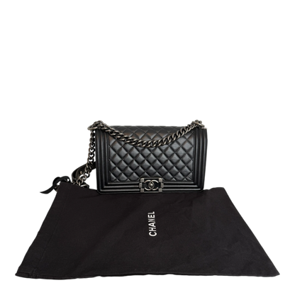 Chanel Boy Bag Medium Schwarz Kalbsleder Ruthenium limited Edition Chanel