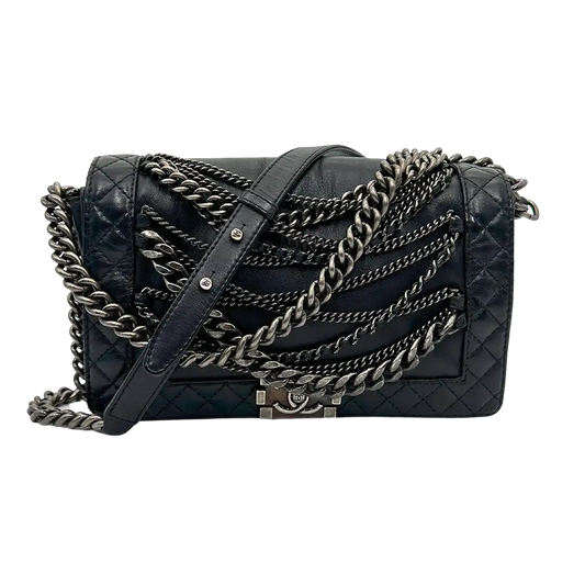 Chanel Boy Multi Chain Medium Tasche schwarz / sehr gut Chanel