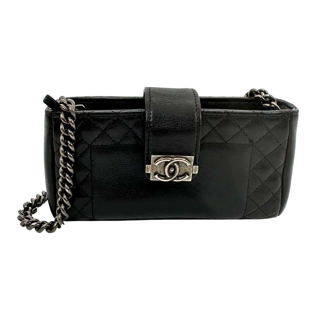 Chanel Boy Reverso Mini Pochette schwarz Kalbsleder / sehr gut Chanel