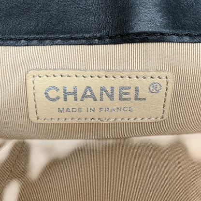 Chanel Boy Tasche Groß Lammleder / Rattan Schwarz / Beige Chanel