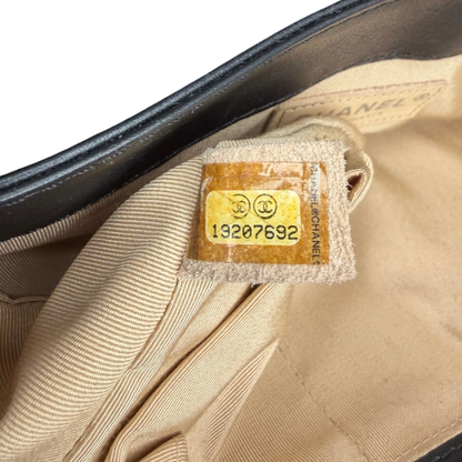 Chanel Boy Tasche Groß Lammleder / Rattan Schwarz / Beige Chanel