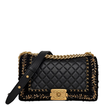 Chanel Boy Braided Jacket Tweed x Lammleder Chanel