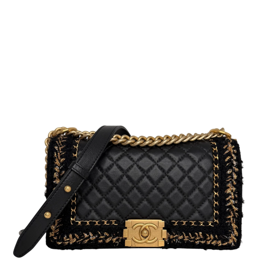 Chanel Boy Braided Jacket Tweed x Lammleder Chanel