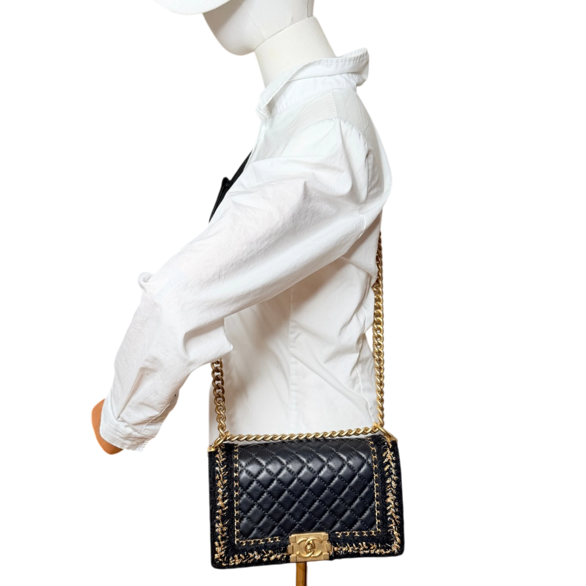 Chanel Boy Braided Jacket Tweed x Lammleder Chanel