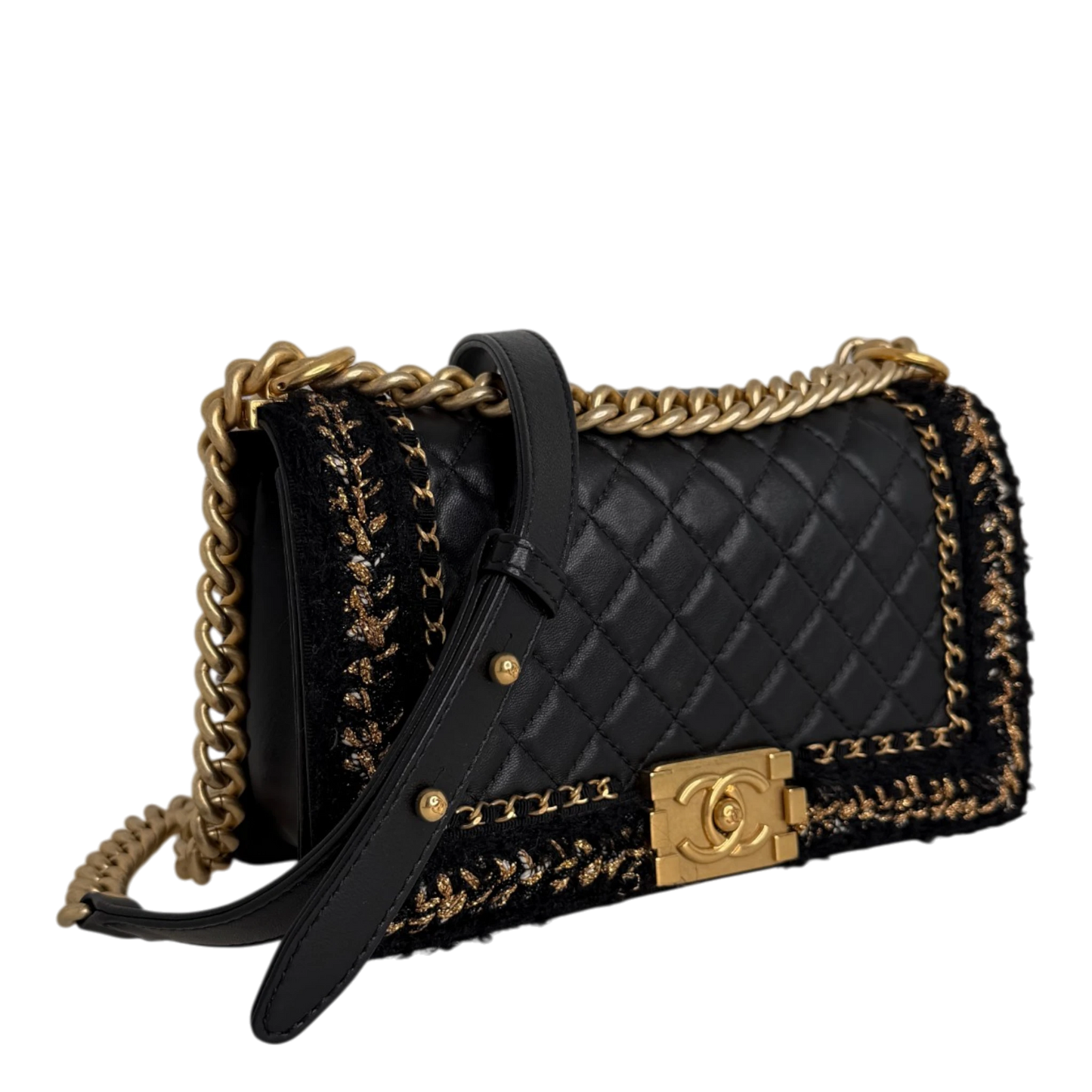 Chanel Boy Braided Jacket Tweed x Lammleder Chanel