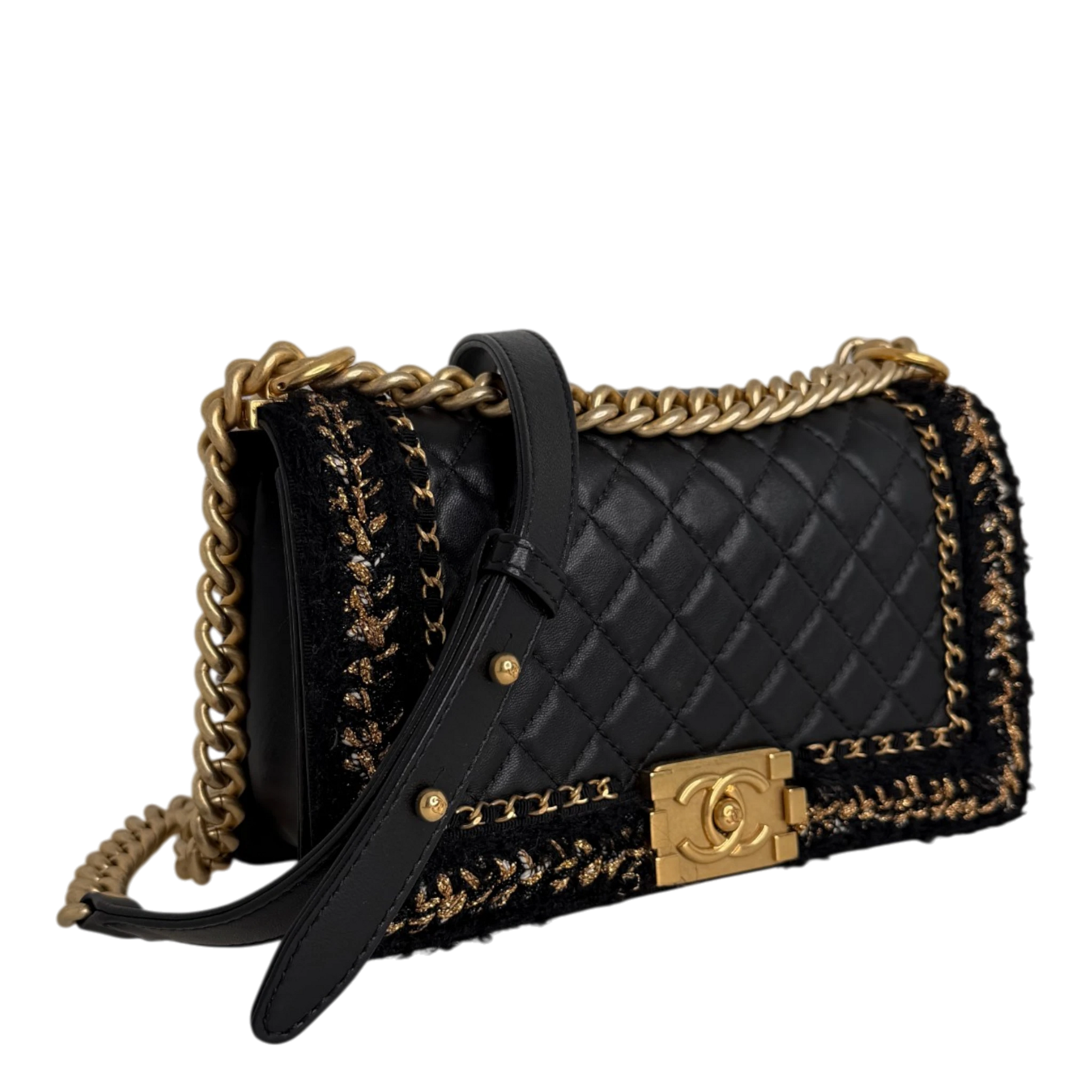 Chanel Boy Braided Jacket Tweed x Lammleder Chanel