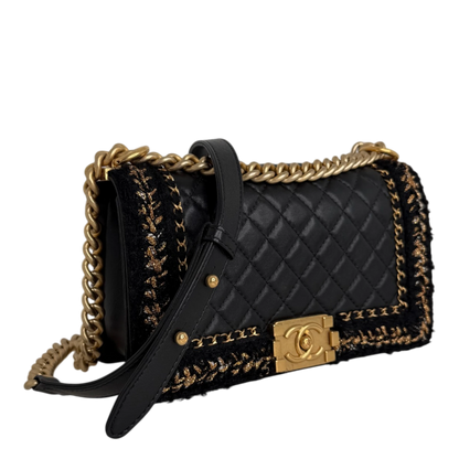 Chanel Boy Braided Jacket Tweed x Lammleder Chanel