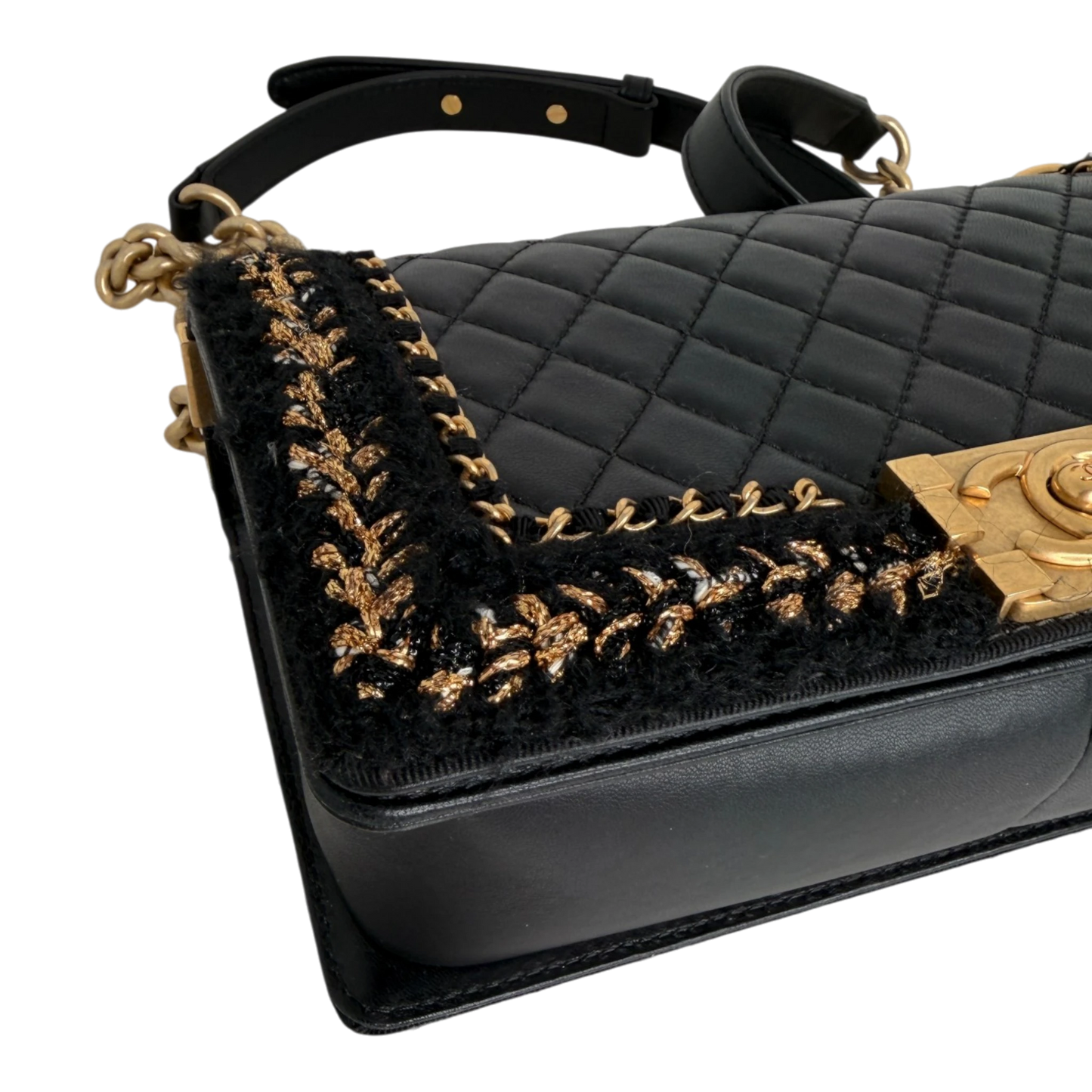 Chanel Boy Braided Jacket Tweed x Lammleder Chanel