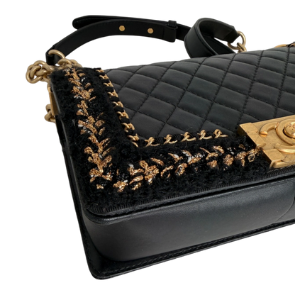 Chanel Boy Braided Jacket Tweed x Lammleder Chanel